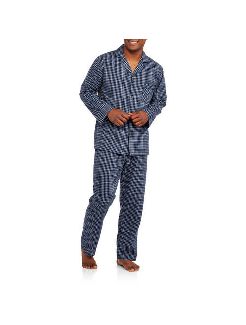 Hanes Big and Tall Men's Long Sleeve, Long Leg Woven Pajama Set