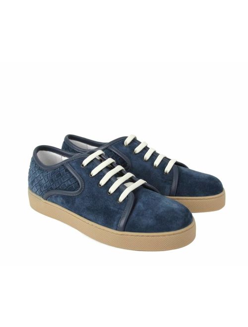 Bottega Veneta Men's Blue Suede Sneaker with Woven 475167 4146 (43 EU / 10 US)