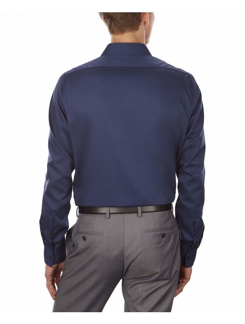 Calvin Klein Men's Dress Shirt Slim Fit Non Iron Stretch Solid, Blue Ocean, 17" Neck 34"-35" Sleeve (X-Large)