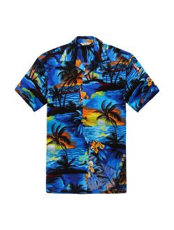 Men's Hawaiian Shirt Aloha Shirt 4XL Sunset Blue