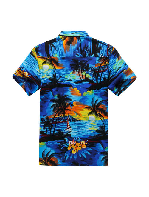 Men's Hawaiian Shirt Aloha Shirt 4XL Sunset Blue