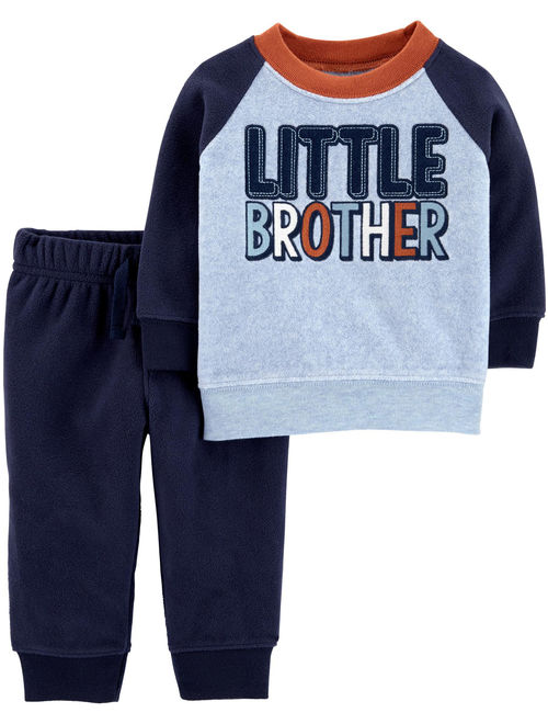 Child of Mine by Carter's Toddler Boy Micro Fleece Long Sleeve Shirt and Pant, 2pc Outfit Set