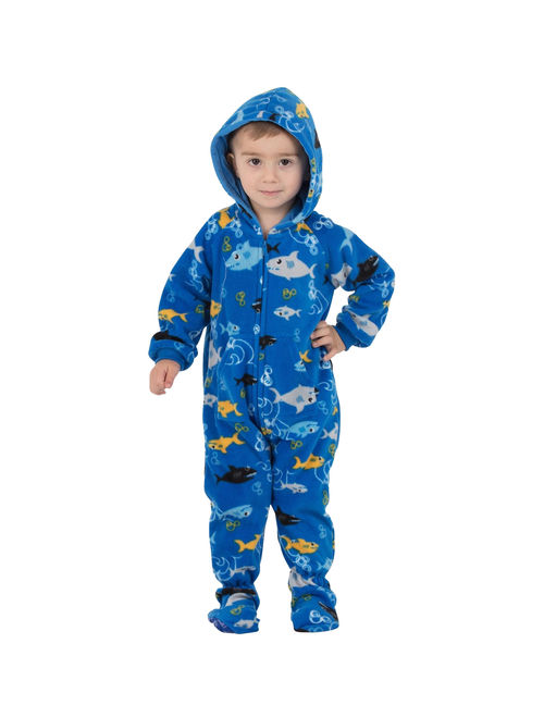 Footed Pajamas - Family Matching School of Sharks Hoodie Onesies for Boys, Girls, Men, Women and Pets
