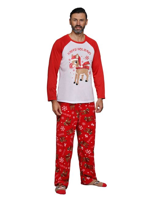 Rudolph The Red-Nosed Reindeer Matching Family 3-Piece Pajama Sets Red Nose Included, Men, Size: X-Large