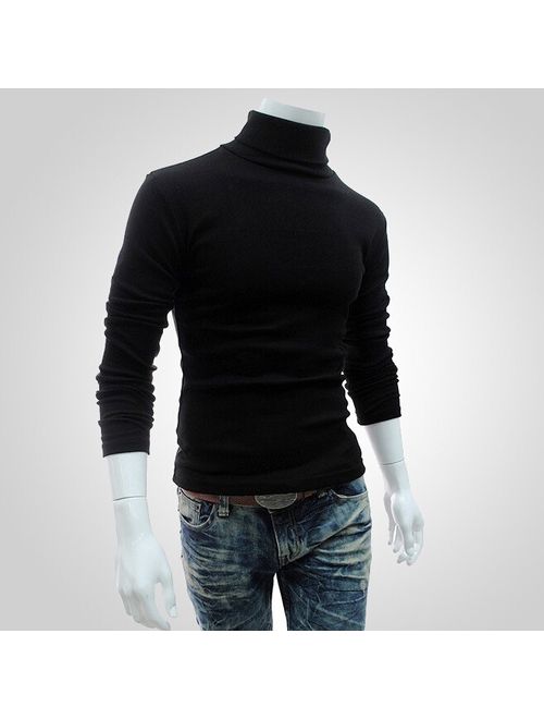 Canis Winter Top Men Slim Warm Cotton High Neck Pullover Jumper Sweater Top Turtleneck