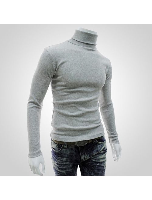 Canis Winter Top Men Slim Warm Cotton High Neck Pullover Jumper Sweater Top Turtleneck