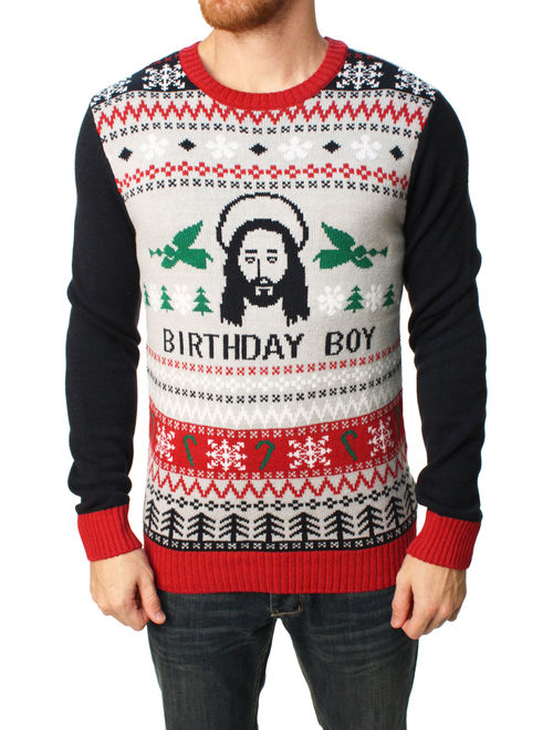 Ugly Christmas Sweater Men's Jesus Birthday Boy Pullover Sweater