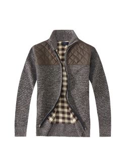 Men's Knitted Full Zip Cardigan Sweater With Soft Brushed Flannel Lining