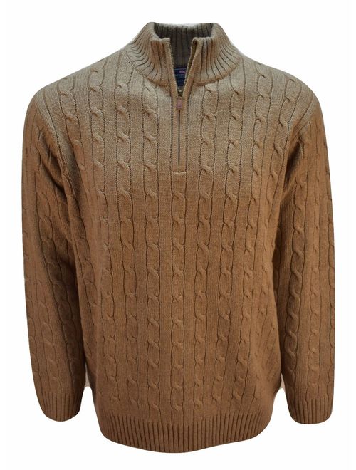 Vineyard Vines Men's Cotton Cashmere-Wool Blend Cable Quarter Zip Sweater $185 in Driftwood (XS)