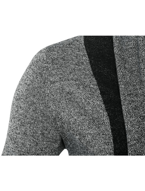 Unique Bargains Buttonless Shawl Collar Contrast Color Knit Cardigan (Men's)