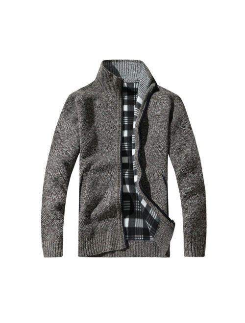Hot Mens Winter Warm Slim Sweater Knitted Cardigan Jumper Zip Fleece Lined Coat