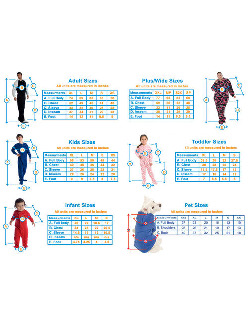 Footed Pajamas - Family Matching Snow Blizzard Day Onesies for Boys, Girls, Men, Women and Pets