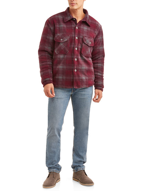 LeLebear Climate Concepts Men's Plaid Heavy Weight Shirt Jacket With Sherpa Lining, Up To Size 2Xl