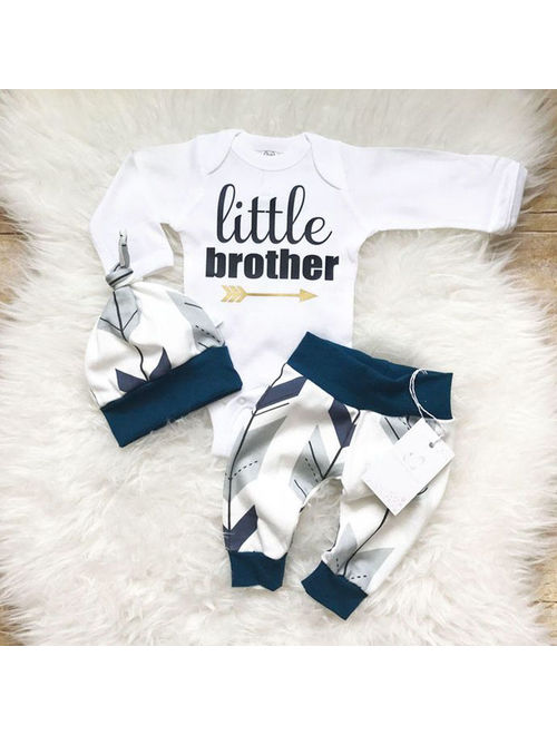 Hirigin 3Pcs Newborn Baby Boy Toddler Clothes Jumpsuit Romper Bodysuit Pants Outfits Set