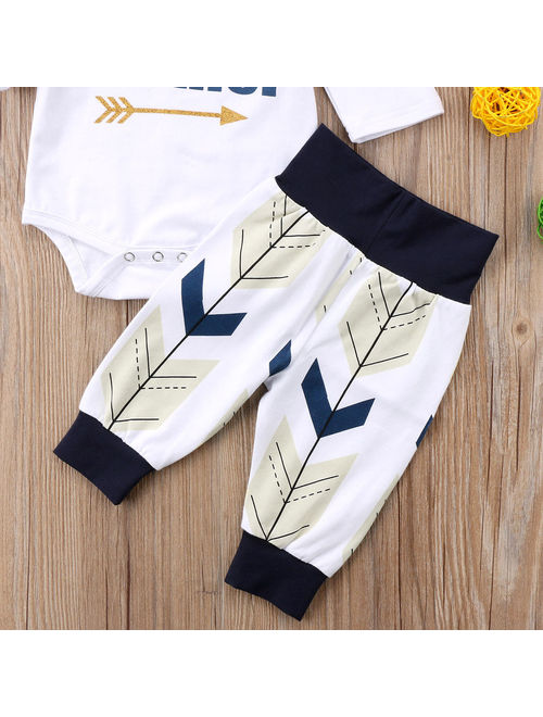 Hirigin 3Pcs Newborn Baby Boy Toddler Clothes Jumpsuit Romper Bodysuit Pants Outfits Set