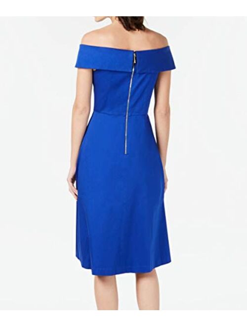 Calvin Klein Women's Folded Off The Shoulder a Line Dress