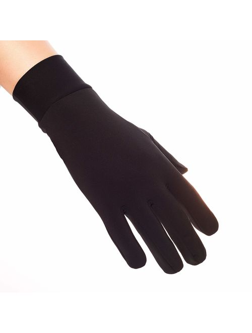 HIGHLOONG Compression Lightweight Sport Running Gloves Liner Gloves- Black - Men & Women
