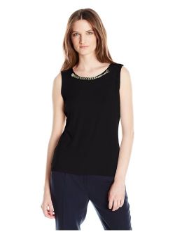 Women's Sleeveless Top with Rivet and Chain