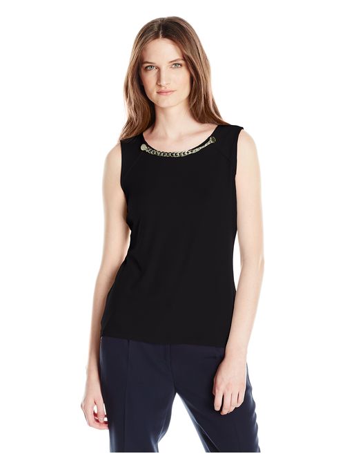 Calvin Klein Women's Sleeveless Top with Rivet and Chain
