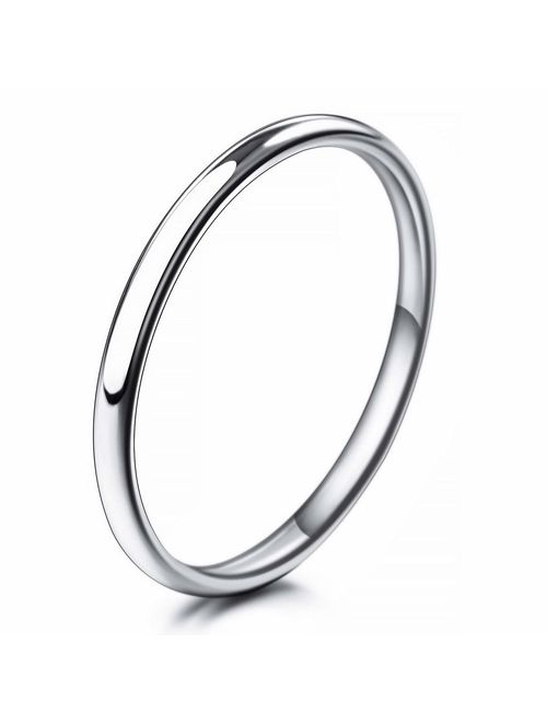 INBLUE Men,Women's Wide 2mm Engraved Stainless Steel Band Ring Silver Tone Wedding