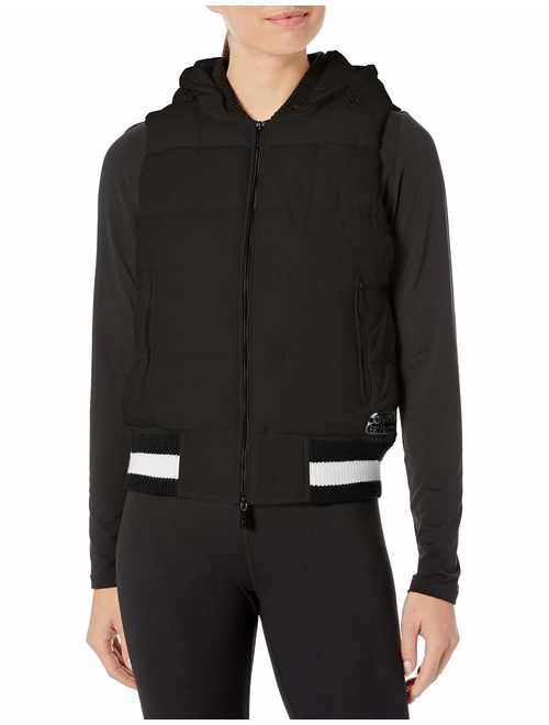 Calvin Klein Women's Quilt Vest with Sweater Rib Trim and Detachable Hood