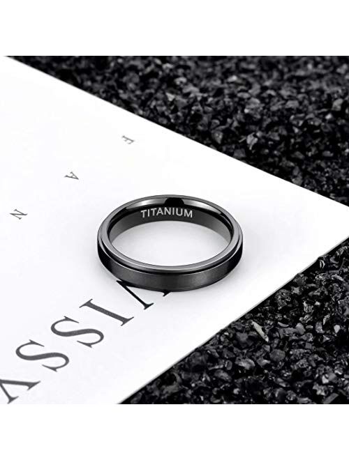 TIGRADE 4mm 6mm 8mm 10mm Black Titanium Rings Wedding Band Matte Comfort Fit for Men Women