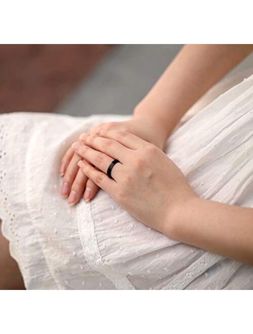 TIGRADE 4mm 6mm 8mm 10mm Black Titanium Rings Wedding Band Matte Comfort Fit for Men Women