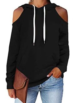 Cutiefox Women's Pullover Hoodie Funnel Neck Long Sleeve Hooded Sweatshirt with Pocket