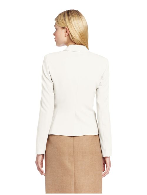 Calvin Klein Women's Two Button Lux Blazer (Standard & Petite Sizes), Cream, 6