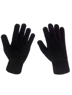 LETHMIK Mens Winter Thick Gloves Black Knit with Warm Wool Lining