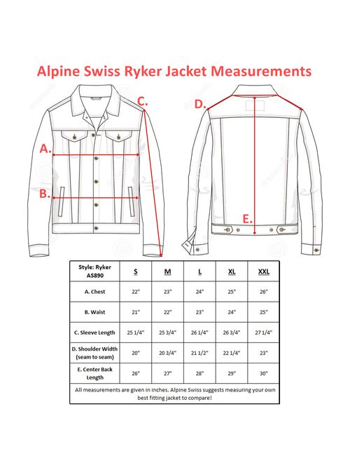 Alpine Swiss Mens Sherpa Lined Denim Jacket Classic Button Up Jean Trucker Coat