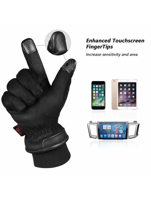 OZERO -30 Waterproof Winter Gloves Touchscreen Fingers for Driving, Motorcycle - Hands Warm in Cold Weather Thermal Gifts for Men