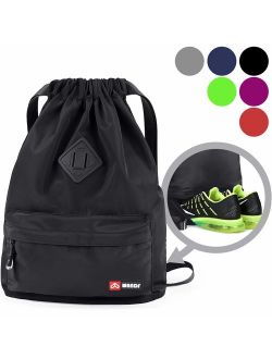Drawstring Backpack String Bag Sackpack Cinch Water Resistant Nylon for Gym Shopping Sport Yoga by WANDF