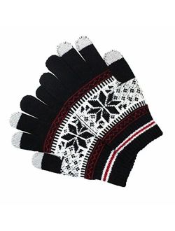Holly Knitted Jacquard Touchscreen Gloves for Smartphones & Tablets, Small, Medium and Large