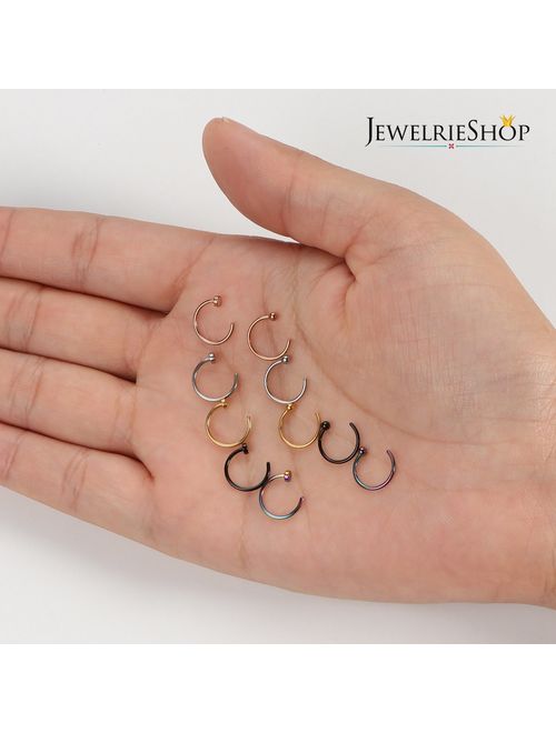 JewelrieShop Nose Rings Hoop 20G Stainless Steel Nose Piercing Jewelry Fake Lip Hoop Rings for Women Men