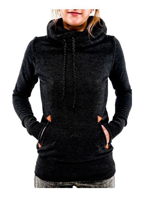 Begonia.K Women's Funnel Neck Hoodie Lightweight Pullover Hooded Sweatshirts