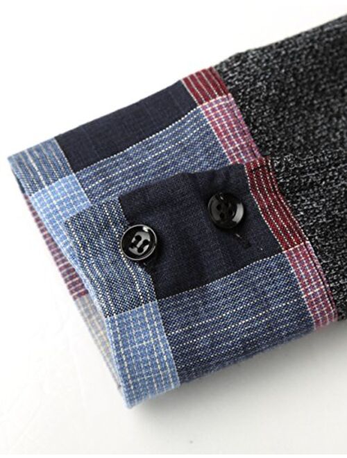 DJT Women's Contrast Plaid Collar 2 in 1 Blouse Tunic Tops