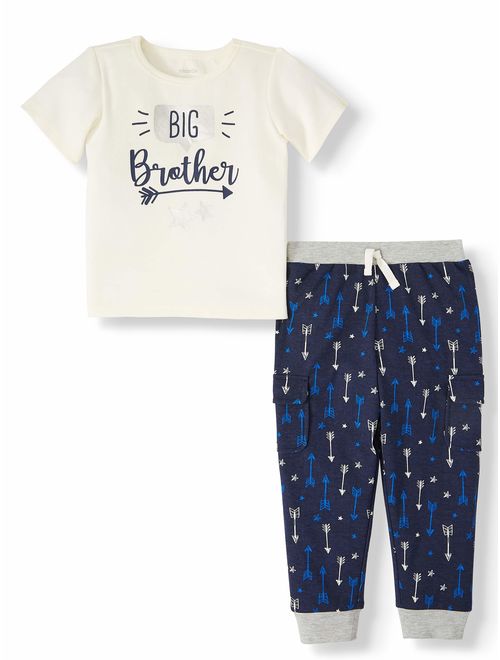 Miniville Baby Boys & Toddler Boys Big Brother T-shirt & Arrow Jogger Pants, 2pc Outfit Set