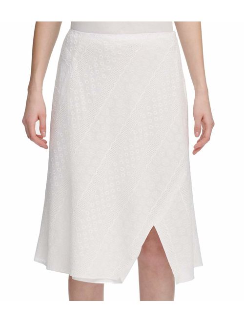 Calvin Klein Women's Skirt A-Line Floral Eyelet Side Slit