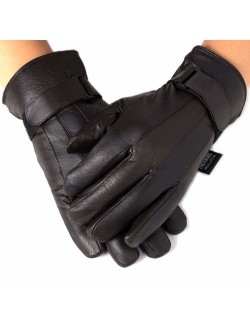 Mens Gloves Dressy Genuine Leather Warm Thermal Lined Wrist Strap
