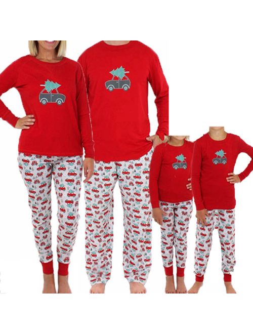 Christmas Family Matching Pajamas Set Car Adult Women Kids Sleepwear Nightwear
