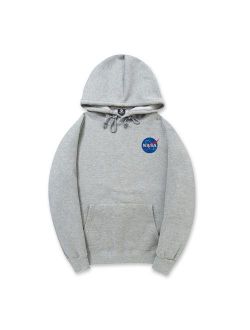 CORIRESHA Fashion NASA Logo Print Hoodie Sweatshirt with Pocket(Smaller Than Standard Size)