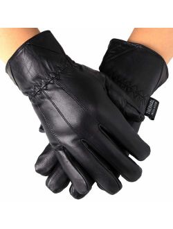 Mens Touch Screen Gloves Leather Thermal Lined Phone Texting Gloves
