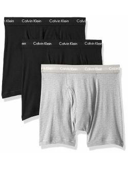 Men's 100% Cotton Boxer Briefs, Black/Heather Grey/Black/Pack, L