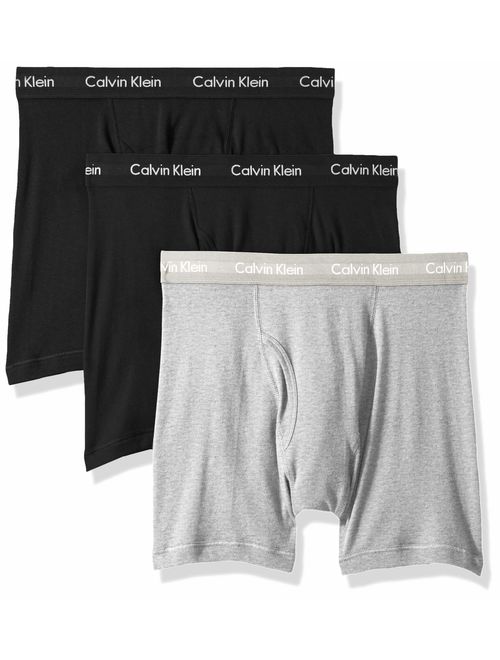 Calvin Klein Men's 100% Cotton Boxer Briefs, Black/Heather Grey/Black/Pack, L