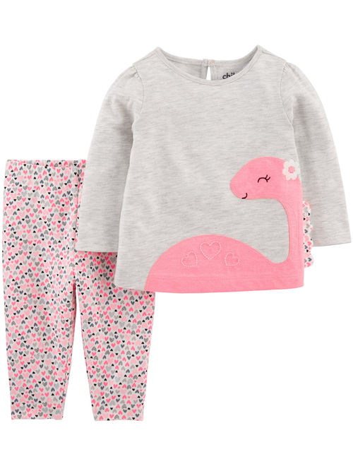 Child of Mine by Carter's Toddler Girl Long Sleeve Shirt & Pants, 2 pc Outfit Set