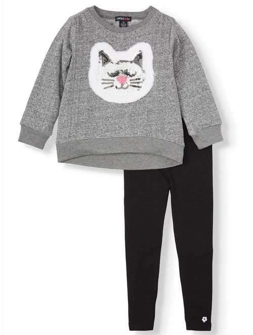 Limited Too Fleece Kitty Top and Solid Leggings, 2pc Outfit Set (Toddler Girls)