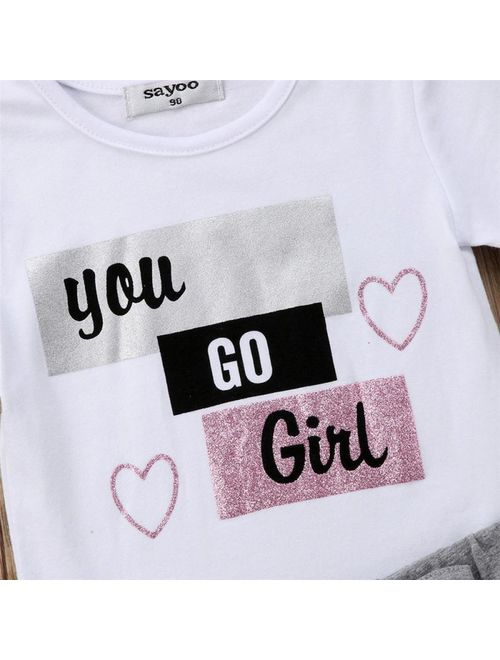 Infant Baby Girl 2Pcs Clothes Set Short Sleeve White T-Shirt+Ruffle Bodycon Skirt Outfit