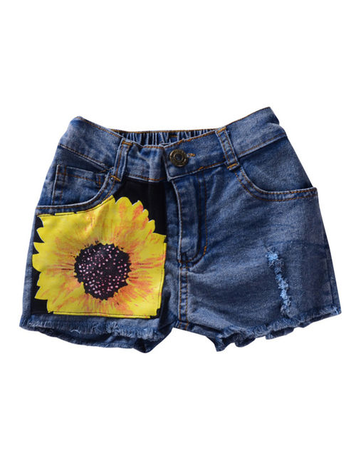 Nicesee Girl Sunflower Tops+Shorts Jeans Outfits