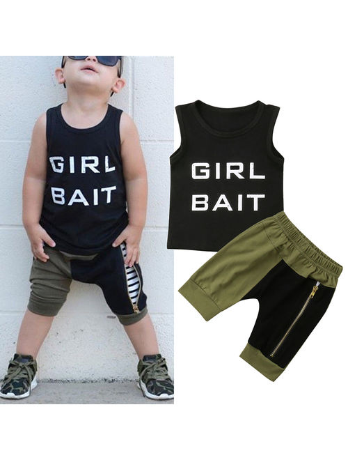 Fashion Toddler Kids Baby Boys Summer Tops T-shirt Harem Pants Leggings 2PCS Outfits Clothes